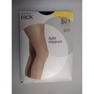Nordstrom Rack Lt Support Control Top Sheer Pantyhose Off BLK Sz D Stockings